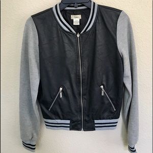 Black and Grey faux leather jacket